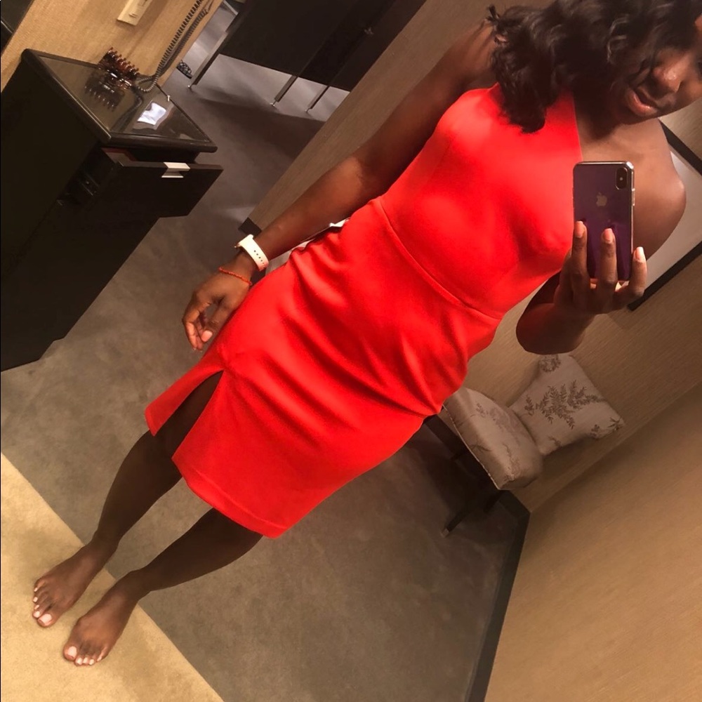 Orange One Shoulder BodyCon Dress
